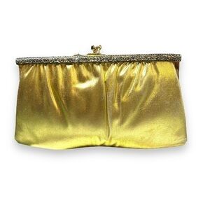 Ande Vintage 1950’s Metallic Gold Purse Evening Bag Crossbody Bag